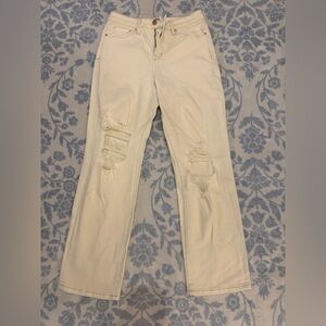 Stylish Cream MICA Distressed Women Jeans